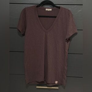 The Slub V-Neck Organic Pima Cotton T-Shirt in dark brown